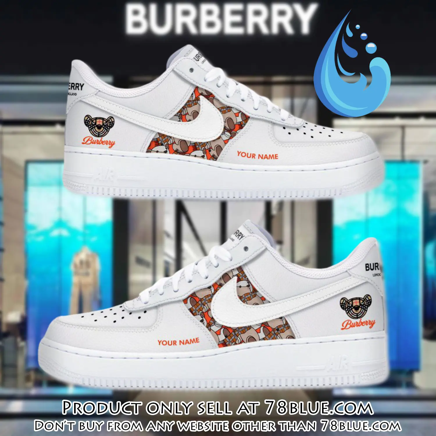 Personalized burberry luxury air force 1 sneakers limited af1 shoes oaf1000 78b5111235